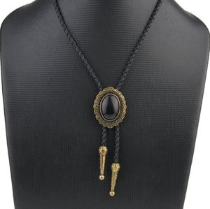 New Leather agate bolo tie